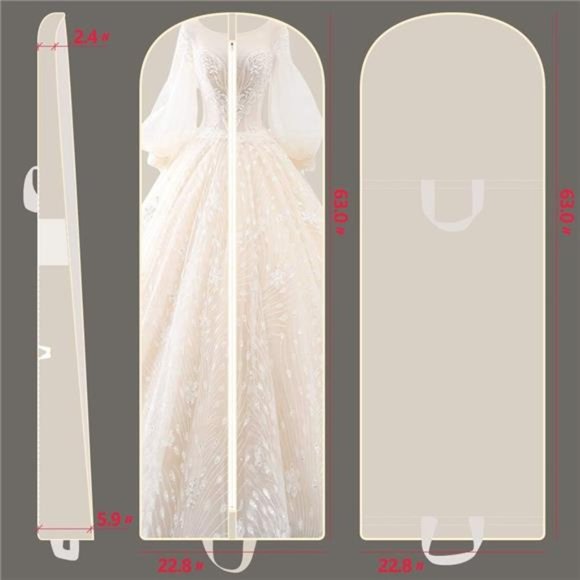 63" Bridal Wedding Gown Dress Garment Bag Extra Large Foldable Portable Travel - Picture 3 of 7